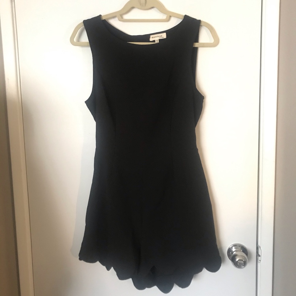 Monteau LA Black Scalloped Open Back Romper